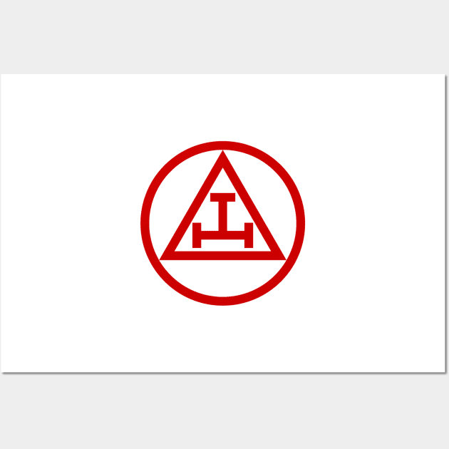 Freemasons Masonic York Rite Triple Tau in red and White Wall Art by hclara23